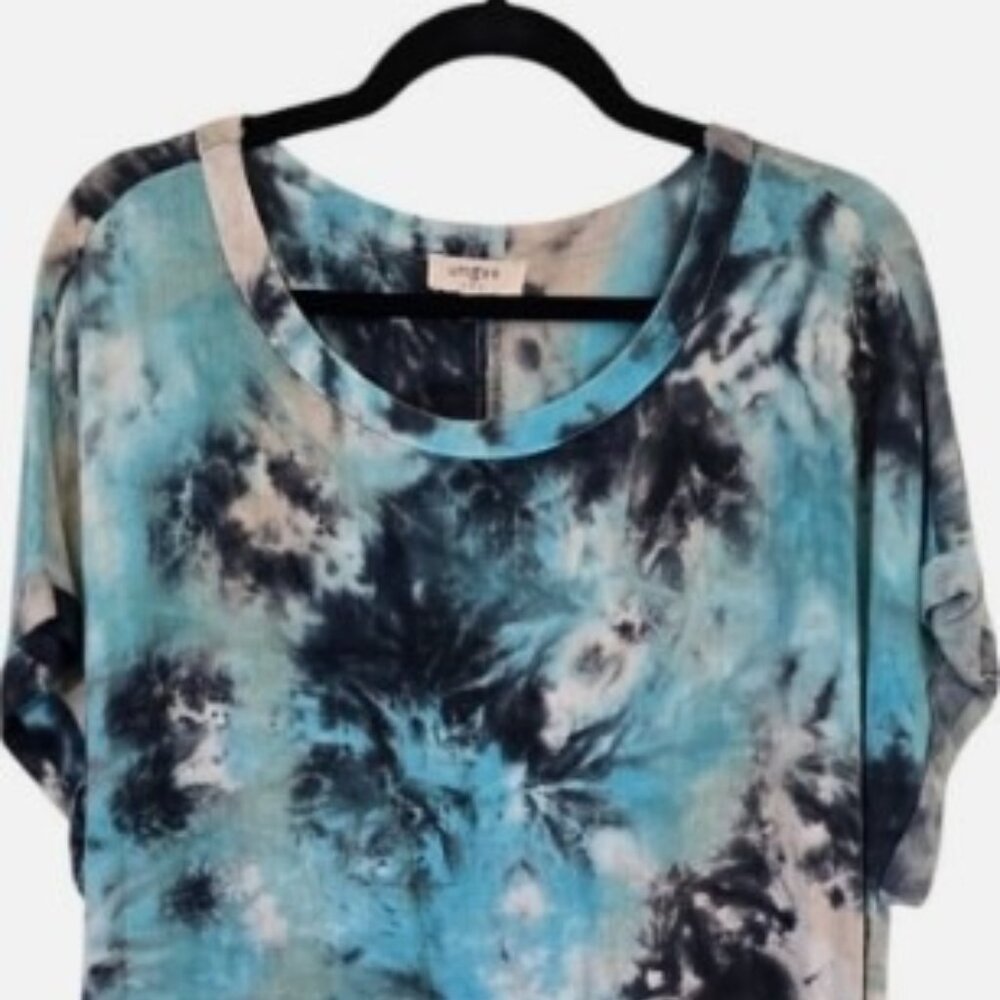 Tie-Dye Short Sleeve Linen Dress